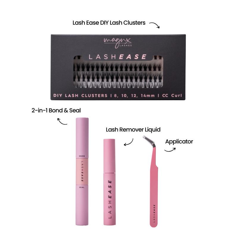 Lash Ease DIY Starter Bundle with lash clusters, bond and seal, remover and applicator